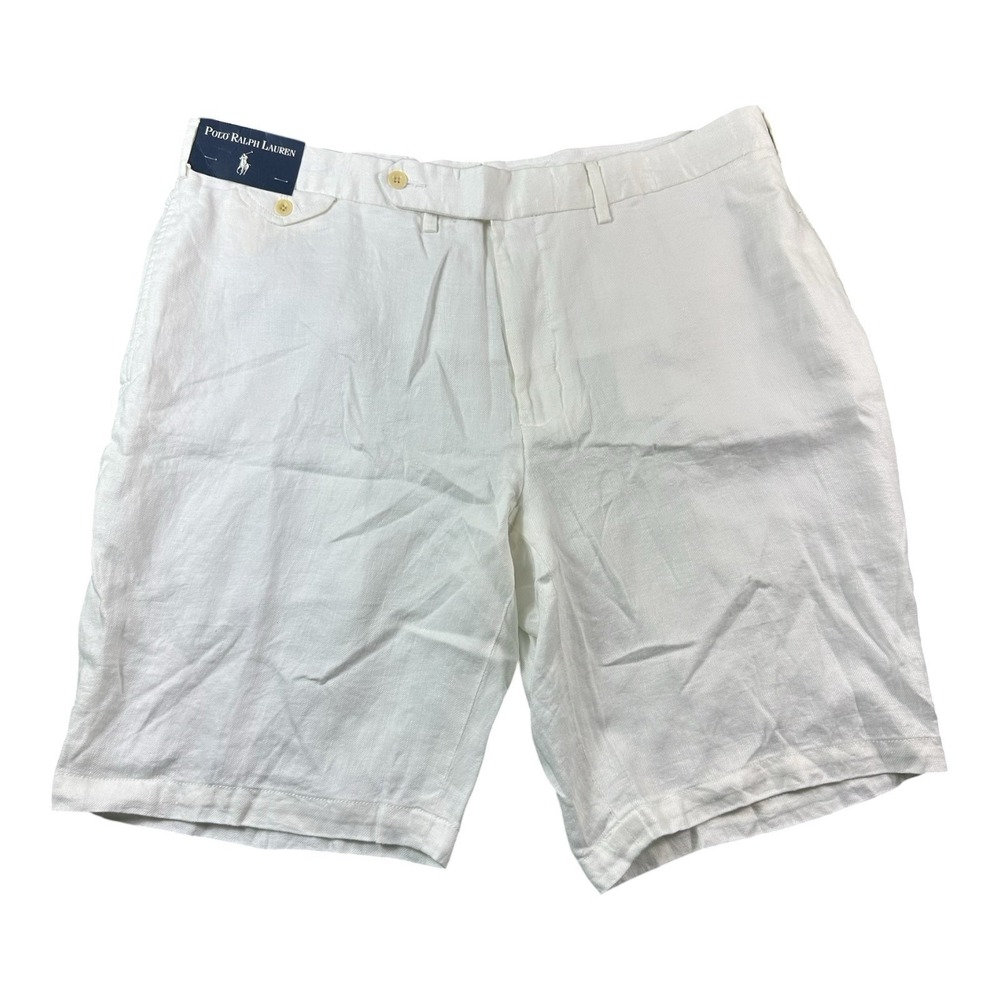 Polo Ralph Lauren Cream Bradbury Fit Pure Linen Mens Short VTG NOS Size 40 NWT